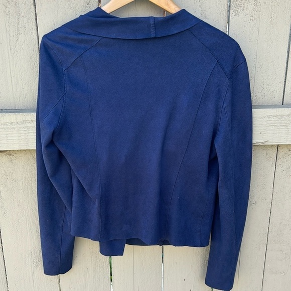 Blank NYC Navy Faux Suede Asymmetrical Zip Moto Jacket Sz M - Picture 5 of 5